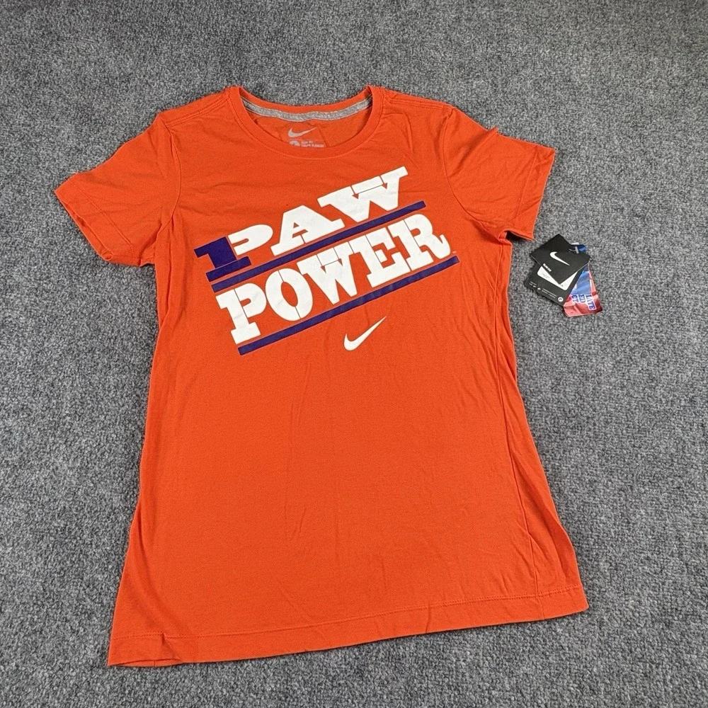 Nike Clemson Tigers T Shirt Women's L Orange Paw Power Slim Fit NCAA NWT College